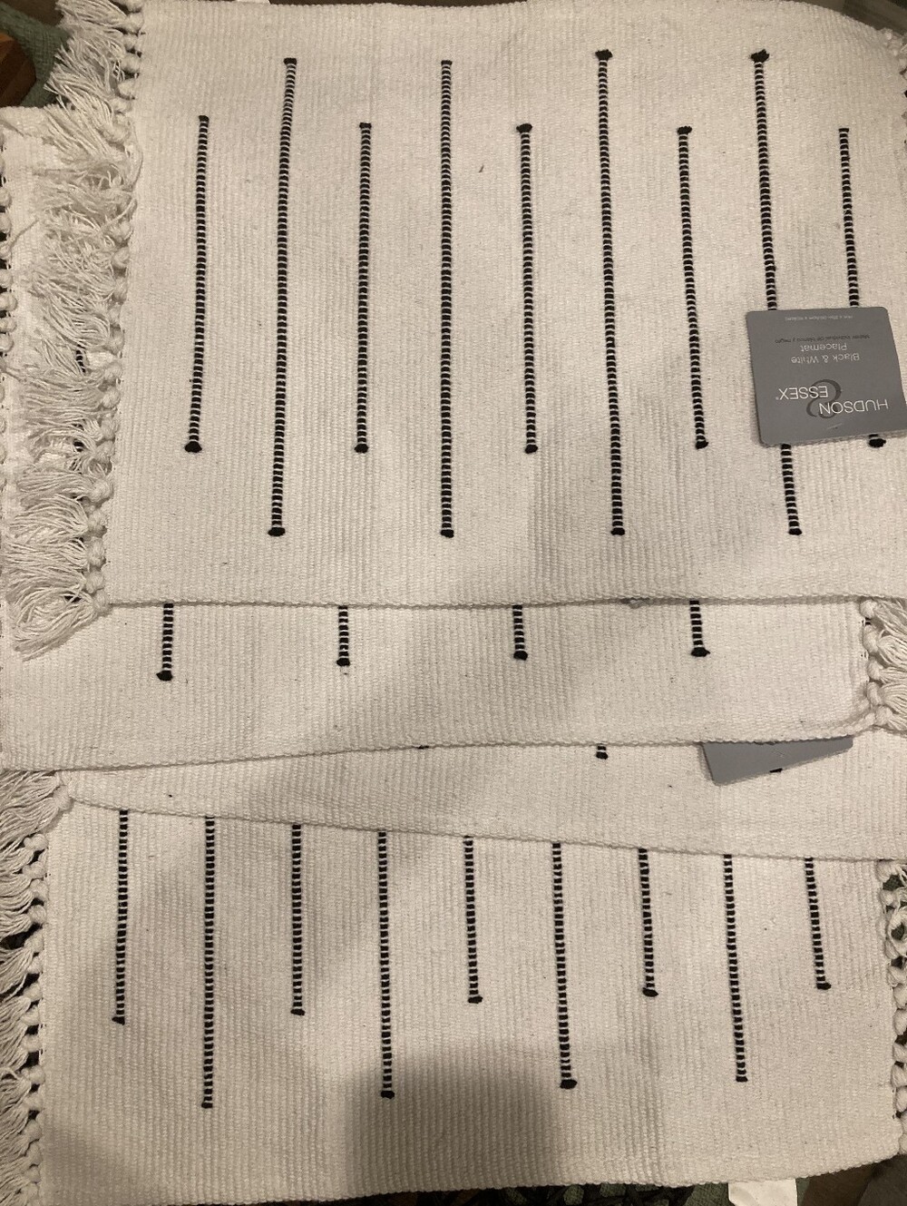 Black And White Fringe Placemats